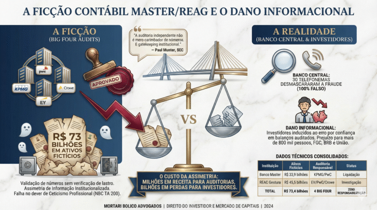 Análise da responsabilidade civil das auditorias KPMG, PwC, EY e Crowe no caso Master/REAG: R$ 73 bilhões em ativos fictícios aprovados