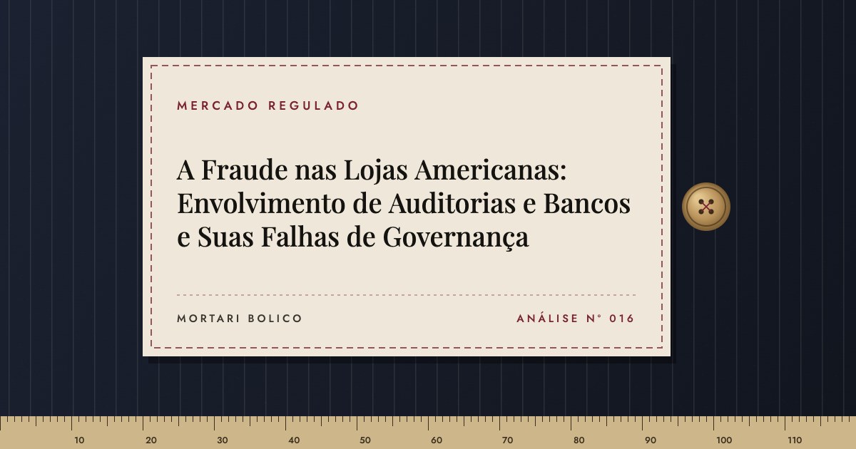 Capa do artigo: A Fraude nas Lojas Americanas: Envolvimento de Auditorias e Bancos e Suas Falhas de Governança — Mortari Bolico, Mercado regulado
