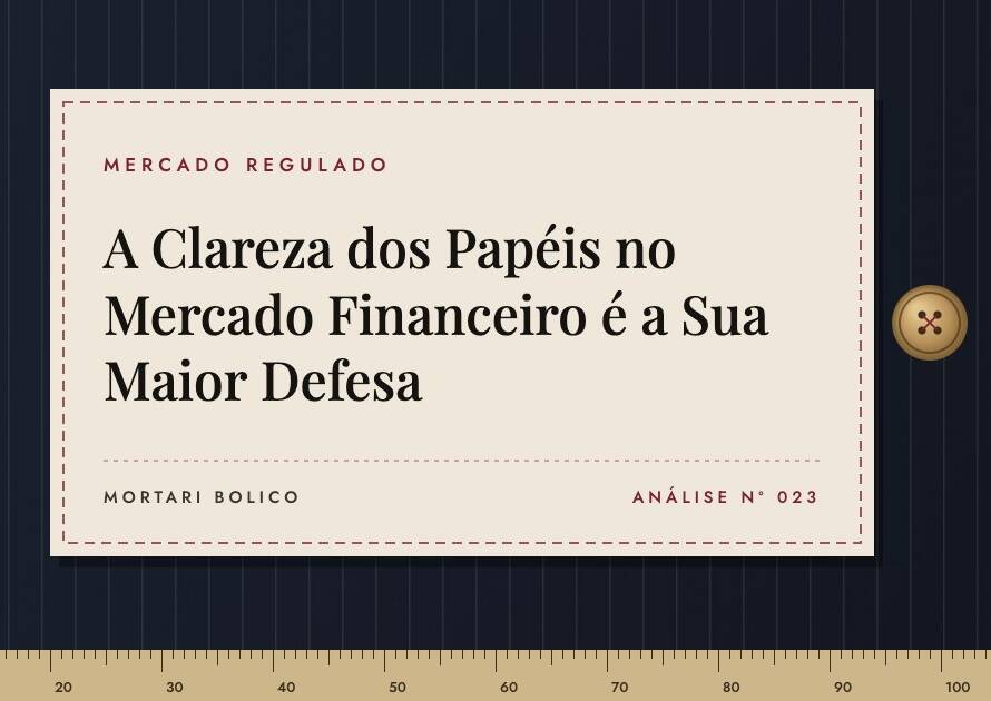 Capa do artigo: A Clareza dos Papéis no Mercado Financeiro é a Sua Maior Defesa — Mortari Bolico, Mercado regulado