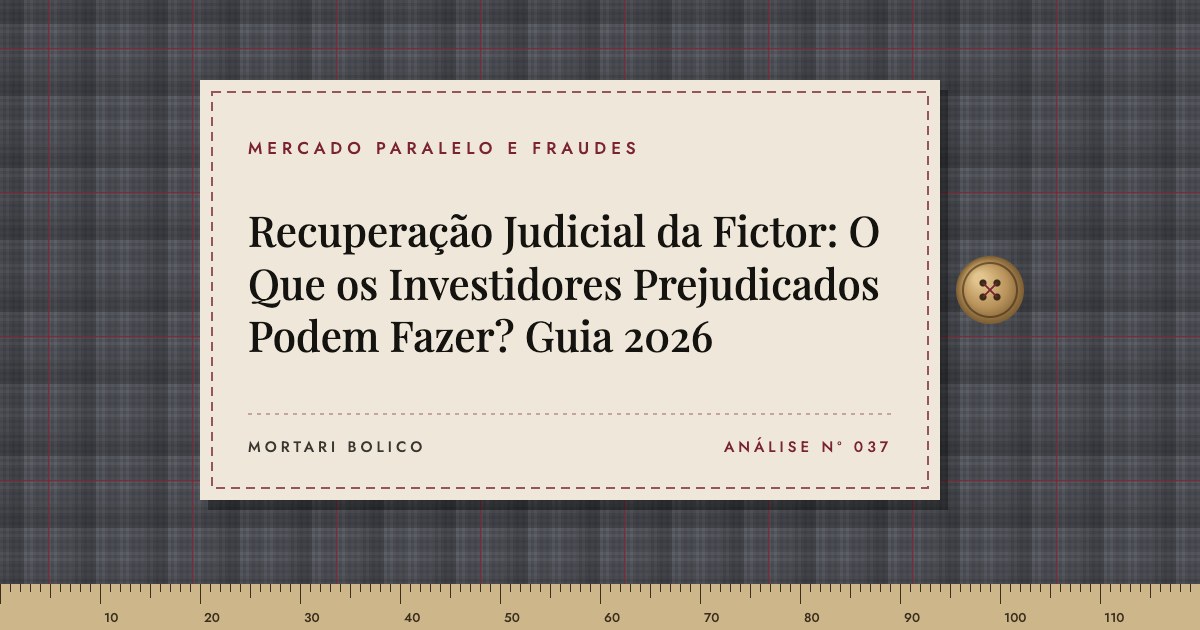 Capa do artigo: Recuperação Judicial da Fictor: O Que os Investidores Prejudicados Podem Fazer? Guia 2026 — Mortari Bolico, Mercado paralelo e fraudes