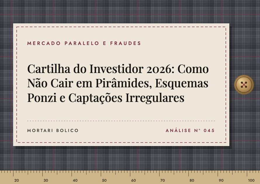 Capa do artigo: Cartilha do Investidor 2026: Como Não Cair em Pirâmides, Esquemas Ponzi e Captações Irregulares — Mortari Bolico, Mercado paralelo e fraudes