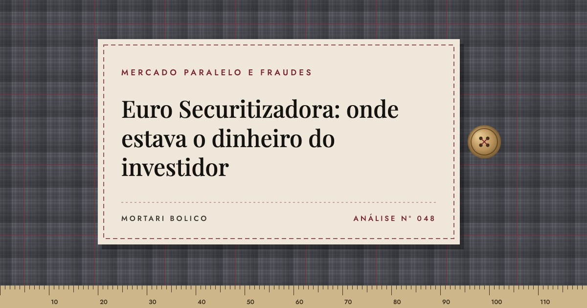 Capa do artigo: Euro Securitizadora: onde estava o dinheiro do investidor — Mortari Bolico, Mercado paralelo e fraudes